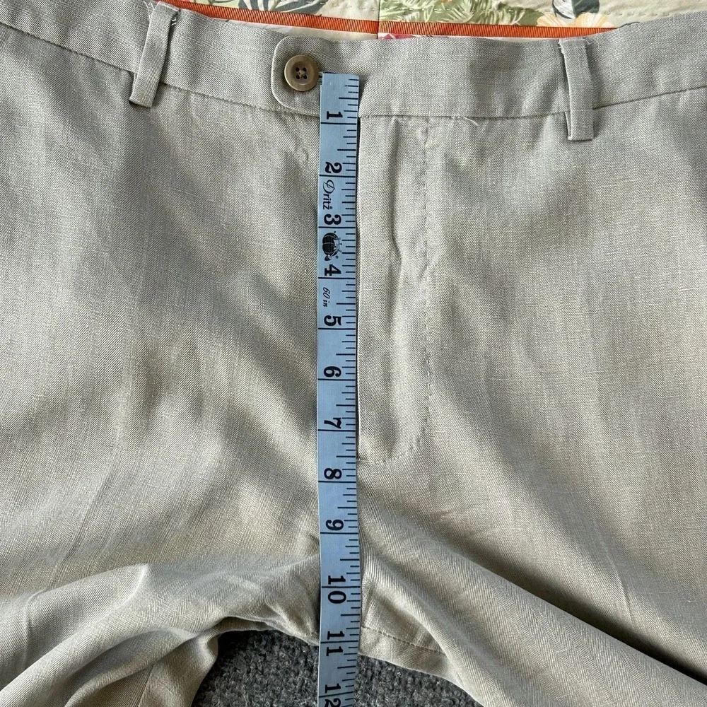 Tommy Bahama Pants Mens 38x32 Beige Silk Cotton Herringbone Dress‎ Trousers